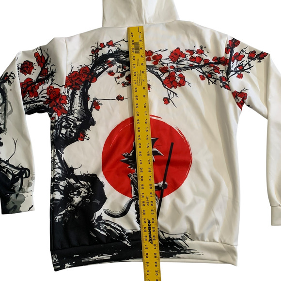 Dragon Ball Z Men's Size L Goku Red Cherry Blossom Tree Anime Hoodie Sweater - Picture 5 of 16